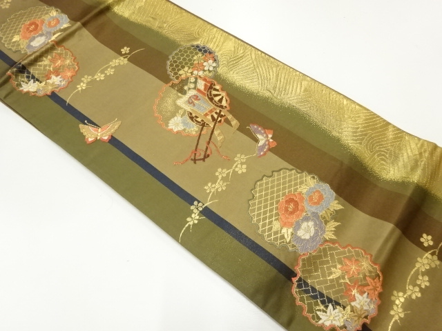 JAPANESE FUKURO OBI / WOVEN BUTTERFLY & SNOWFLAKE